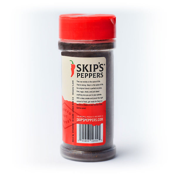 Backside of a Skip's Peppers Original blend jar